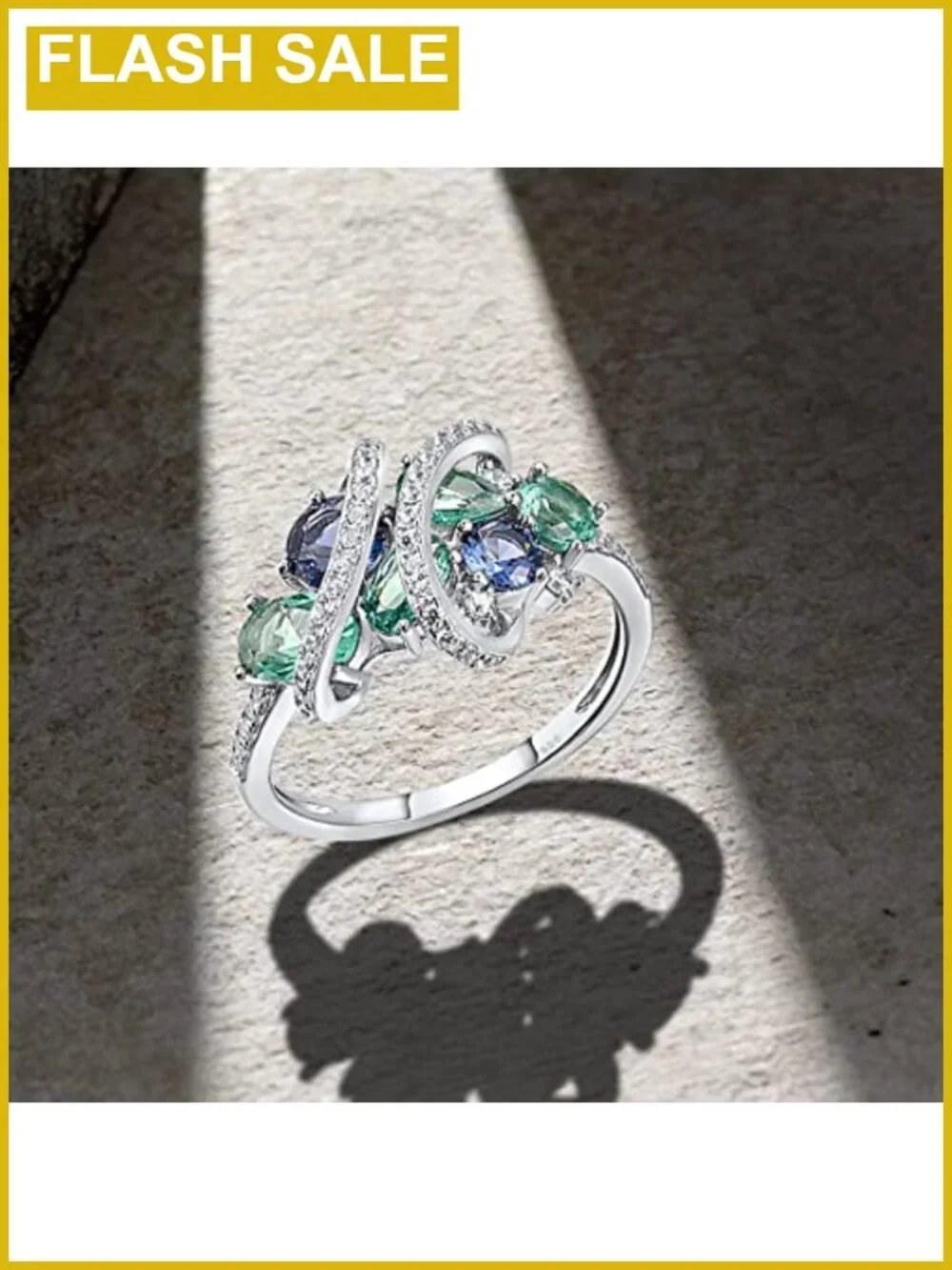 925 Sterling Silver Twist Ring White Cubic Zirconia Statement Ring